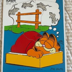 PLAYSKOOL GARFIELD 1978 JIM DAVIS "NAP TIME" WOOD PUZZLE